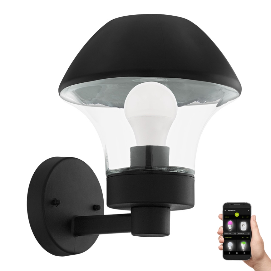 Eglo 97446 - LED Himmennettävä ulkoseinävalaisin VERLUCCA-C 1xE27/9W/230V IP44 Bluetooth