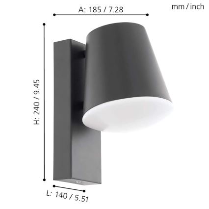 Eglo 97482 - LED-himmennettävä ulkoseinävalaisin CALDIERO-C 1xE27/9W/230V IP44