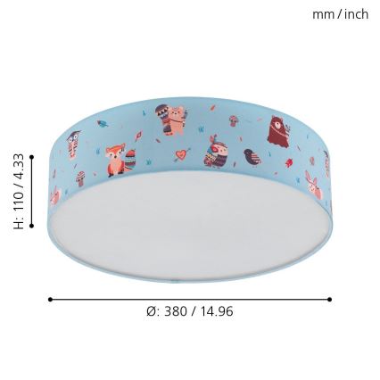 Eglo 97575 - Lasten kattovalaisin RUFFO 2xE27/40W/230V