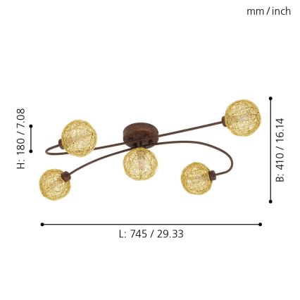 Eglo 97727 - LED-kattokruunu CARIS 1 5xLED/3W/230V