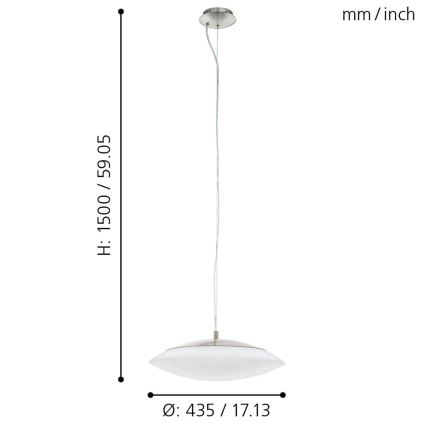 Eglo 97812 - himmennettävä LED RGB -riippuvalaisin vaijerilla FRATTINA-C LED/27W/230V