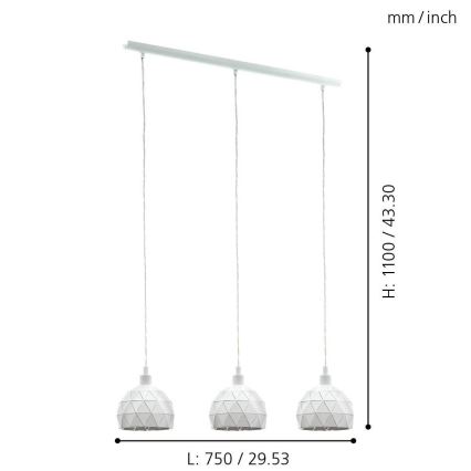 Eglo 97857 - Kattokruunu narulla ROCCAFORTE 3xE14/40W/230V
