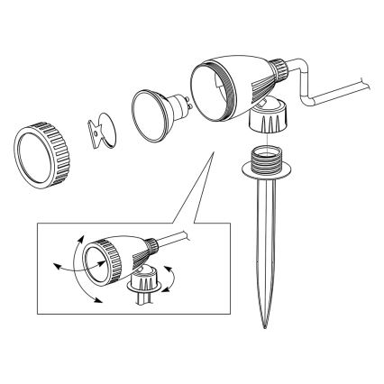 Eglo 98052 - LED RGB ulkovalaisin NEMA-C 1xGU10/5W/230V IP44