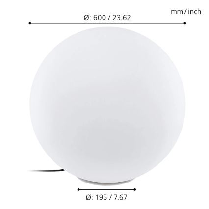 Eglo 98108 - LED RGBW ulkovalaisin MONTEROLO-C 1xLED/9W/230V IP65 Ø600