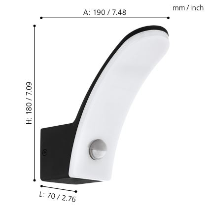 Eglo 98149 - LED-ulkoseinävalaisin anturilla FIUMICINO LED/11W/230V IP44