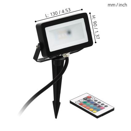 Eglo 98185 - LED-RGB-valonheitin FAEDO 4 LED/10W/230V + kauko-ohjaus IP44