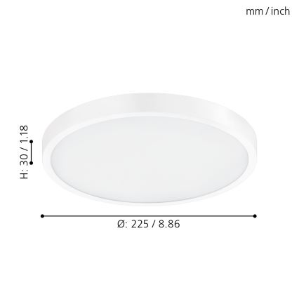 Eglo - himmennettävä LED-kattovalaisin LED 14 W/230 V + kaukosäädin, halkaisija 22,5 cm