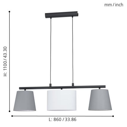 Eglo - LED-riippuvalaisin vaijerilla 3xE14/25W/230V