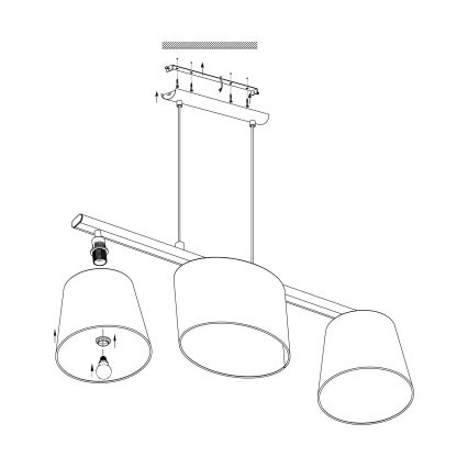 Eglo - LED-riippuvalaisin vaijerilla 3xE14/25W/230V