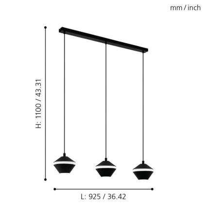 Eglo 98682 - LED-riippuvalaisin vaijerikiinnityksellä PERPIGO 3xGU10/5W/230V