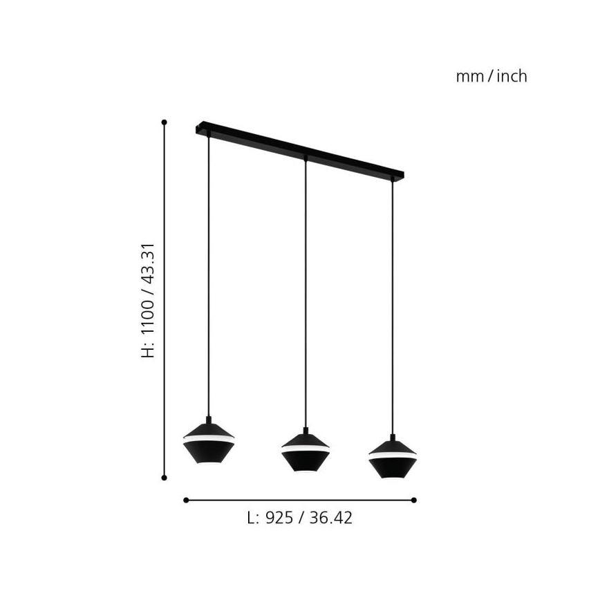 Eglo 98682 - LED-riippuvalaisin vaijerikiinnityksellä PERPIGO 3xGU10/5W/230V
