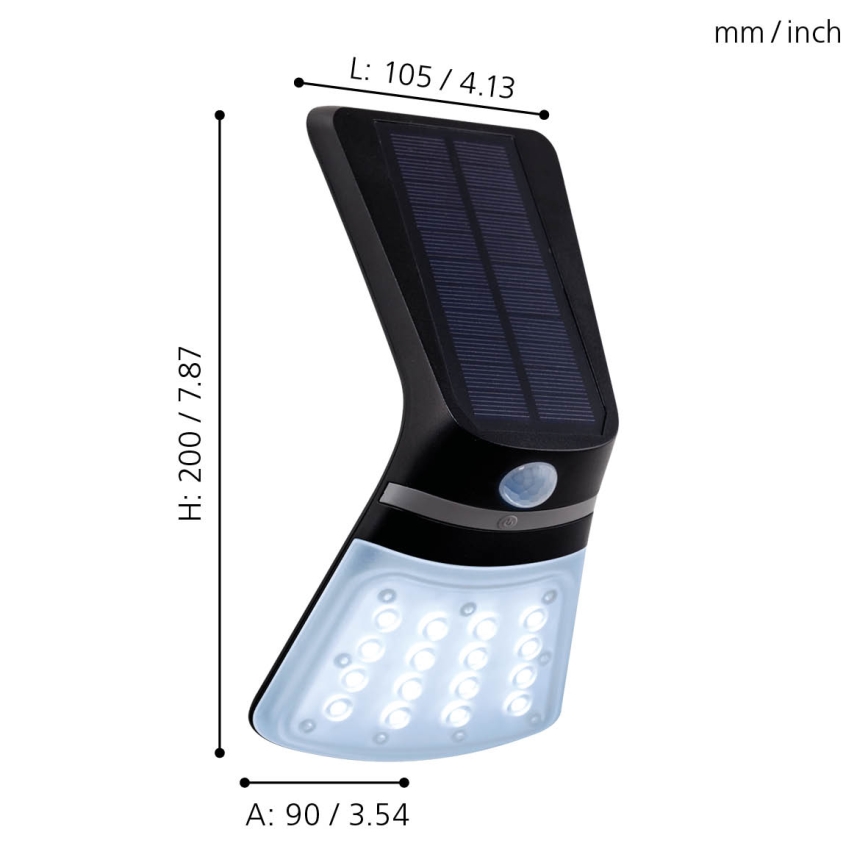 Eglo - LED Aurinkovalaisin, jossa on LED/2W/3,7V 1200 mAh IP44 -sensori