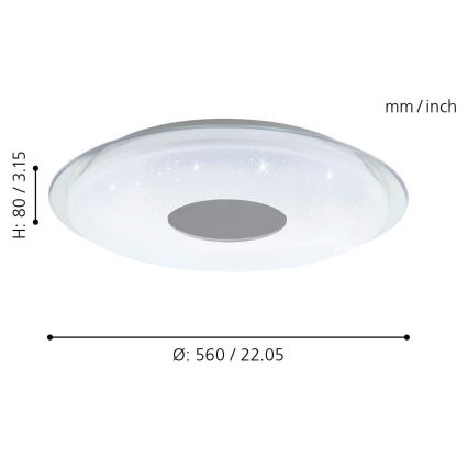 Eglo - Himmennettävä LED-RGB-kattovalaisin LANCIANO-C LED/38W/230V + Kauko-ohjaus