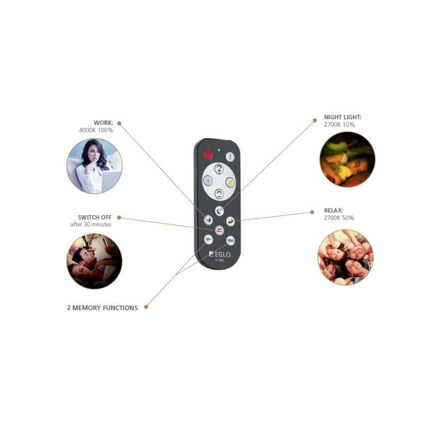 Eglo - LED himmennettävä kattovalaisin LED/18W/230V + kaukosäädin