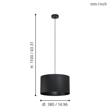 Eglo 99042 - Kattokruunu narulla MASERLO 1xE27/40W/230V