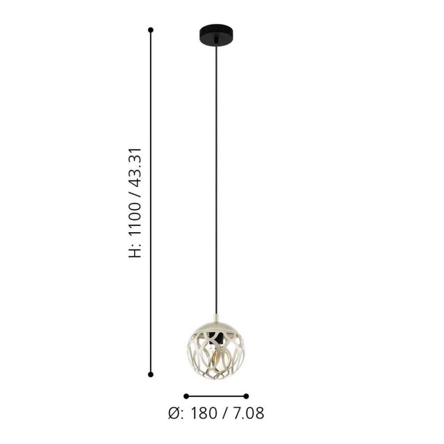 Eglo 99071 - Kattokruunu narulla MIRTAZZA 1xE27/60W/230V