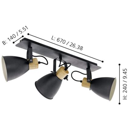 Eglo 99076 - Kohdevalo COSWARTH 3xE27/40W/230V