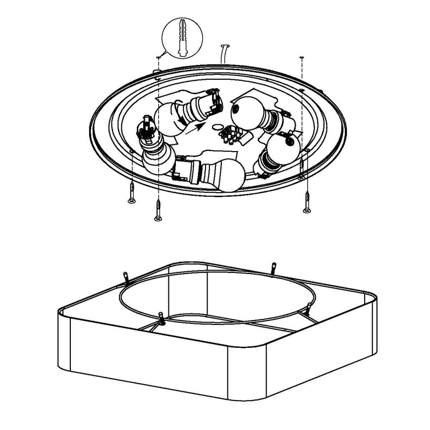 Eglo 99089 - Kattovalo PASTERI SQUARE 5xE27/25W/230V