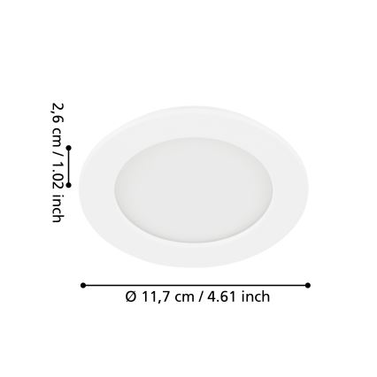 Eglo - LED-upotettava alasvalo 5,5 W, 230 V, Ø 11,7 cm