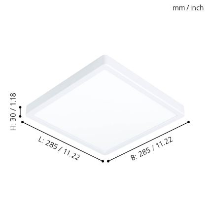 Eglo - LED-kattovalaisin 20W/230V 28,5x28,5 cm