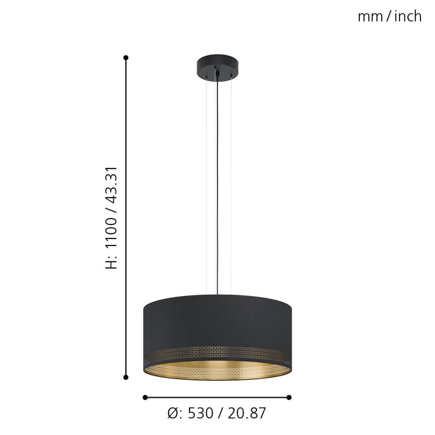 Eglo 99274 - Kattokruunu narulla ESTEPERRA 3xE27/40W/230V