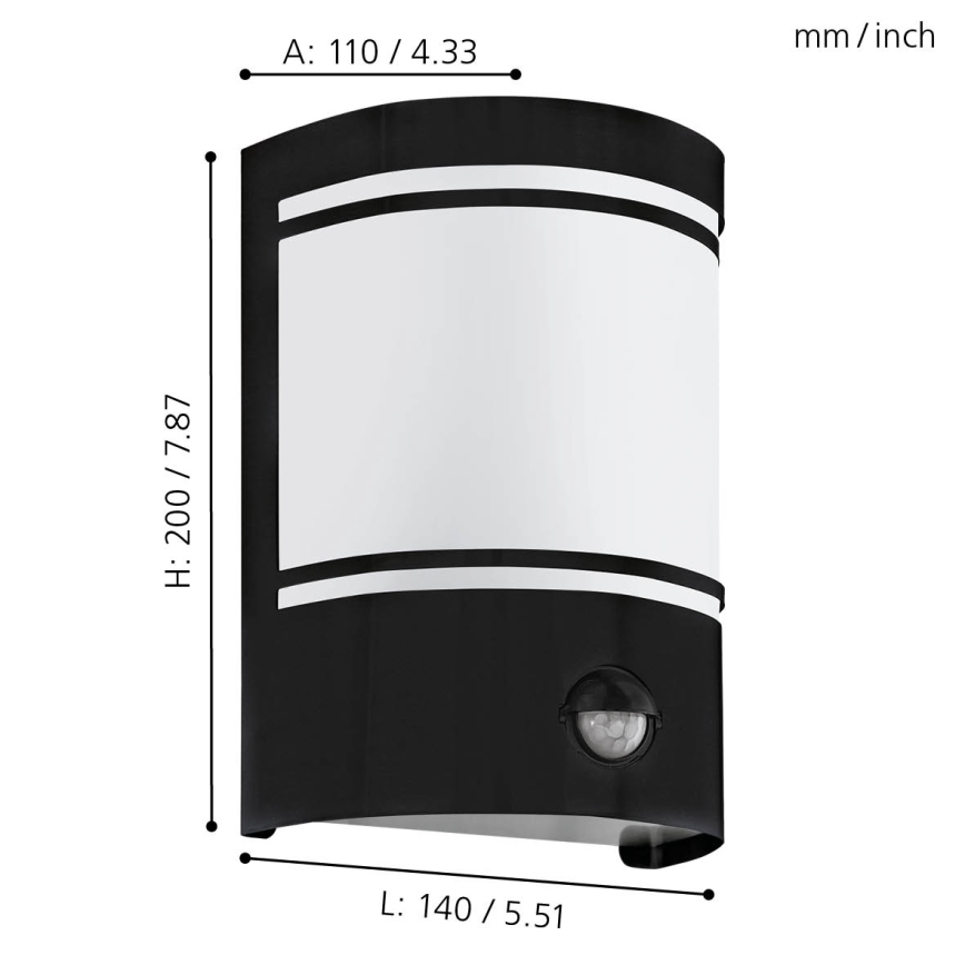 Eglo - Ulkoseinävalaisin anturilla 1xE27 / 40W / 230V IP44