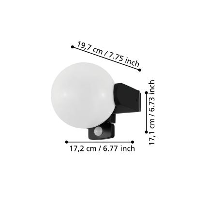 Eglo 99573 - Ulkoseinävalaisin liiketunnistimella RUBIO 1xE27/15W/230V IP44