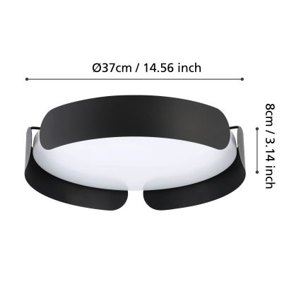 Eglo - LED-kattovalaisin LED/20W/230V halkaisija 37 cm musta