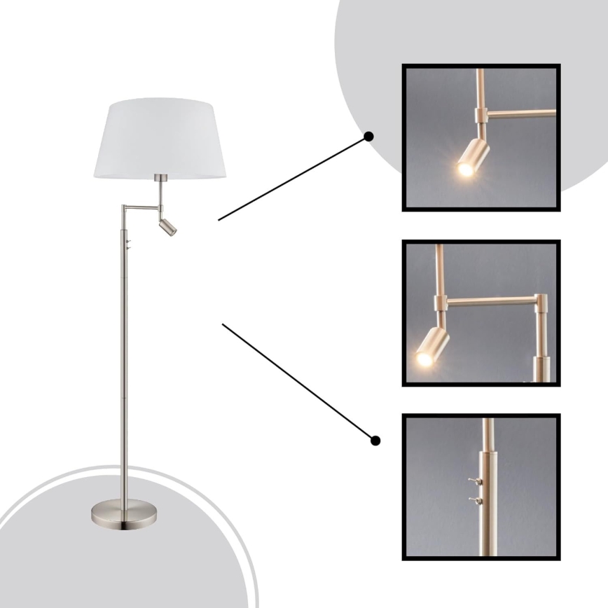 Eglo/Edi Light - LED-lattiavalaisin SANTANDER 1xE27/11W/230V + LED/2,3W mattakromi