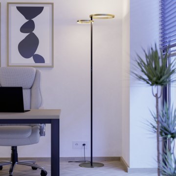 Eglo - Himennettävä LED-lattiavalaisin LED/16W/230V + LED/12W kultainen/musta