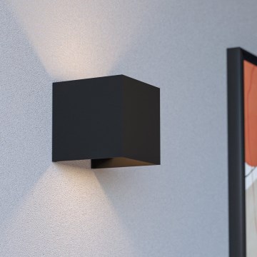 Eglo - himmennettävä ladattava ulkoseinävalaisin liike- ja hämärätunnistimella LED/2,2W/5V IP44 musta