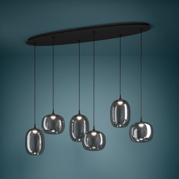 Eglo - Himmennettävä LED-kattokruunu johdossa 6xLED/3,7W/230V 2700-6500K savuinen + kauko-ohjaus