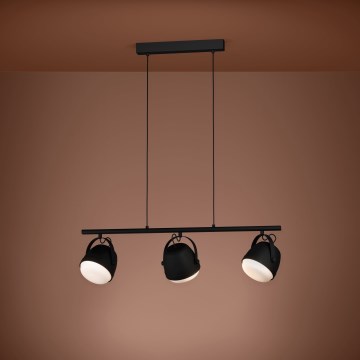 Eglo - Kattokruunu johdossa 3xE27/28W/230V musta