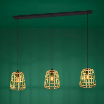 Eglo - Kattokruunu johdossa 3xE27/40W/230V bambu