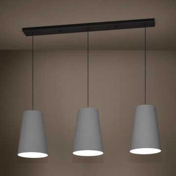 Eglo - Kattokruunu johdossa 3xE27/40W/230V harmaa