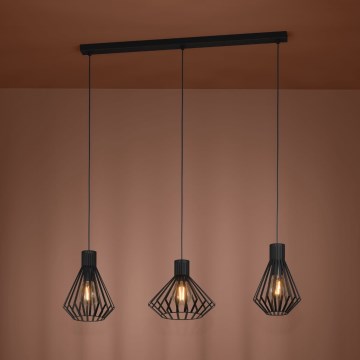 Eglo - Kattokruunu johdossa 3xE27/40W/230V musta