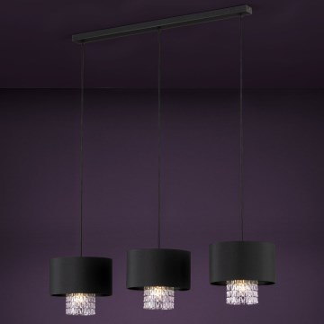 Eglo - Kattokruunu johdossa 3xE27/40W/230V musta