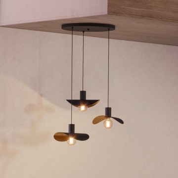 Eglo - Kattokruunu johdossa 3xE27/40W/230V musta/kulta