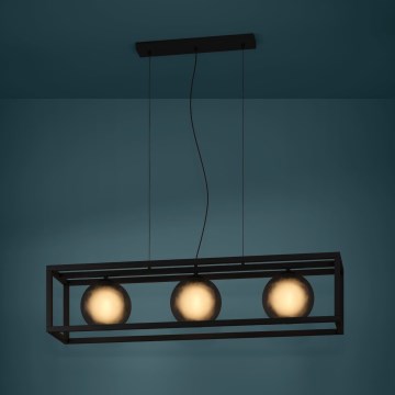 Eglo - Kattokruunu johdossa 3xE27/40W/230V savuinen/musta