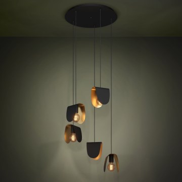 Eglo - Kattokruunu johdossa 5xE27/40W/230V musta/kulta
