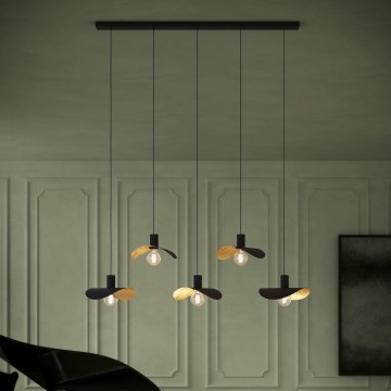 Eglo - Kattokruunu johdossa 5xE27/40W/230V musta/kulta