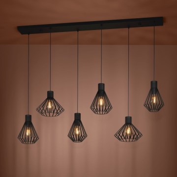 Eglo - Kattokruunu johdossa 6xE27/40W/230V musta