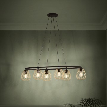 Eglo - Kattokruunu johdossa 6xE27/40W/230V musta/kulta