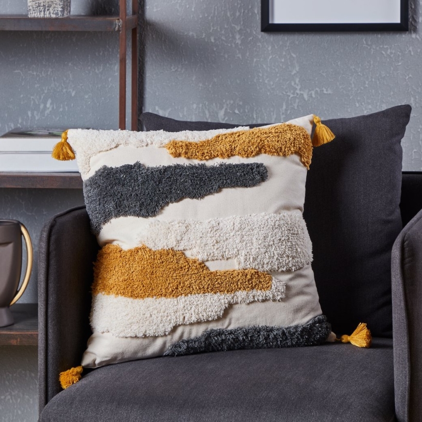 Eglo - Koristetyyny 45x45 cm keltainen/harmaa