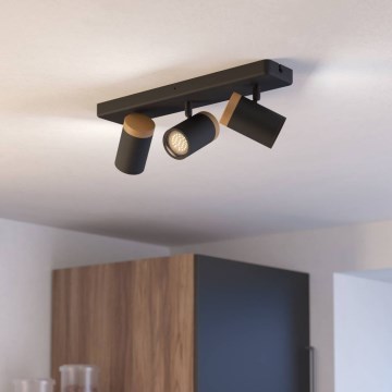 Eglo - Kylpyhuoneen kohdevalaisin 3xGU10/3W/230V IP44 musta/beige