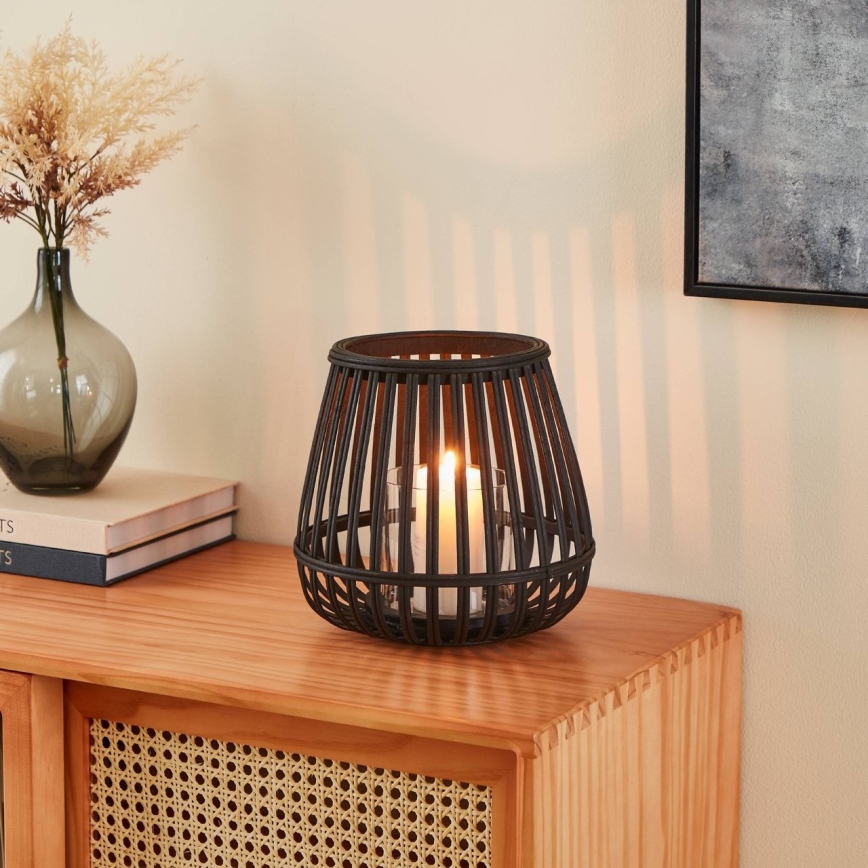 Eglo - Kynttilänjalka 20x22 cm musta/bambu