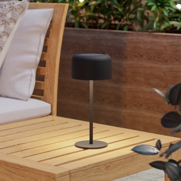 Eglo - LED aurinkokennolla ladattava kosketusohjattu pöytävalaisin LED/2,8W/3,7V 1800 mAh IP44 musta