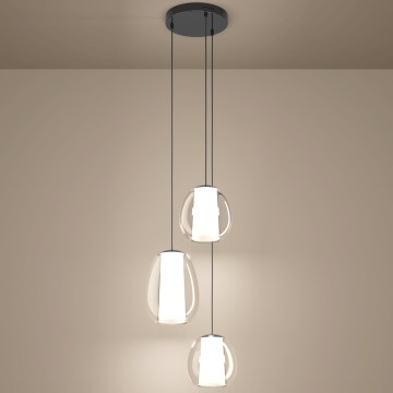 Eglo - LED-himennettävä riippuvalaisin vaijerilla LED/7W/230V + 2xLED/5,5W + 3xLED/1,6W 2200-6500K musta kromi