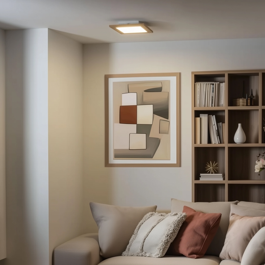 Eglo - LED himmennettävä pinta-asennettava paneeli SALOBRENA 2 WOOD LED/16W/230V 4000K 34x34 cm ruskea