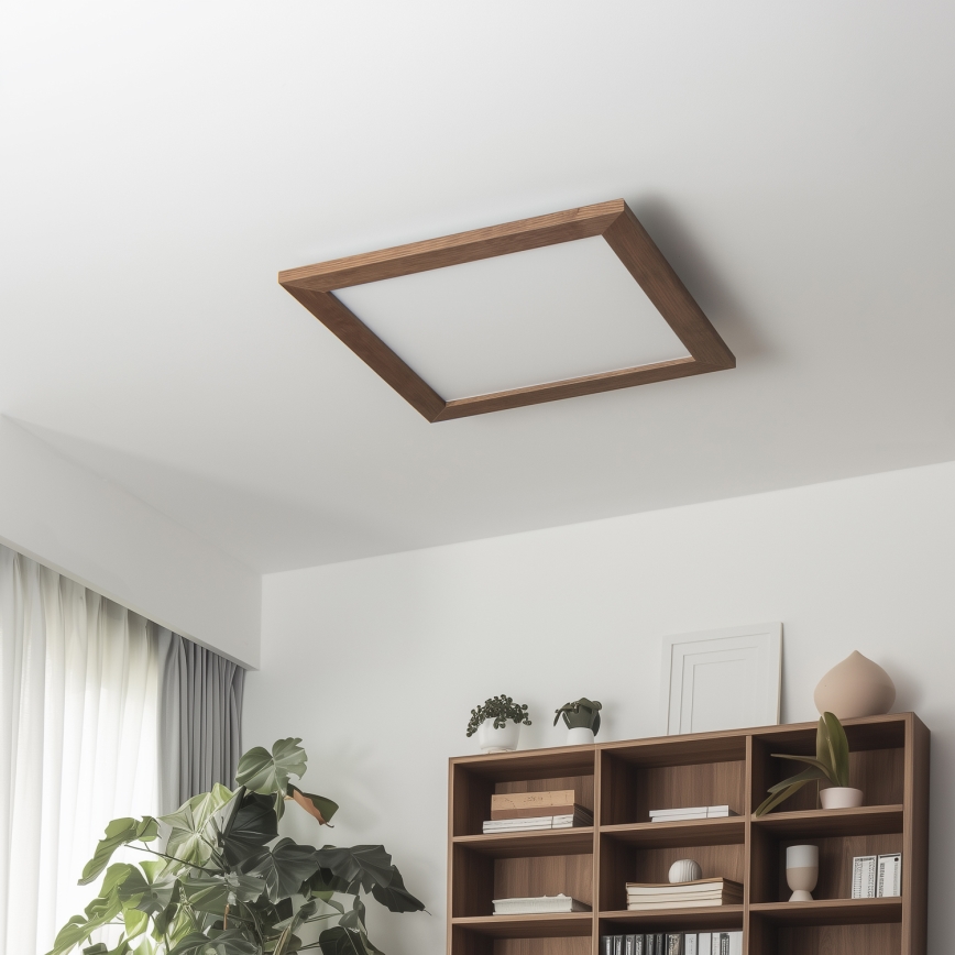 Eglo - LED himmennettävä pinta-asennettava paneeli SALOBRENA 2 WOOD LED/25W/230V 4000K 49,5x49,5 cm tummanruskea